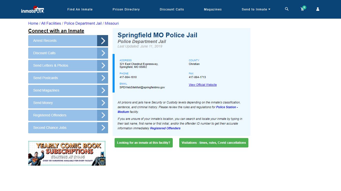 Springfield MO Police Jail & Inmate Search - Springfield, MO